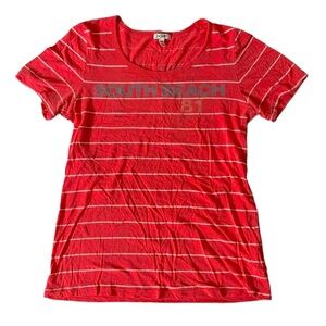 VTG Babydoll Tee Y2K Forever 21 I Love H81 South Beach T-shirt Striped Boat